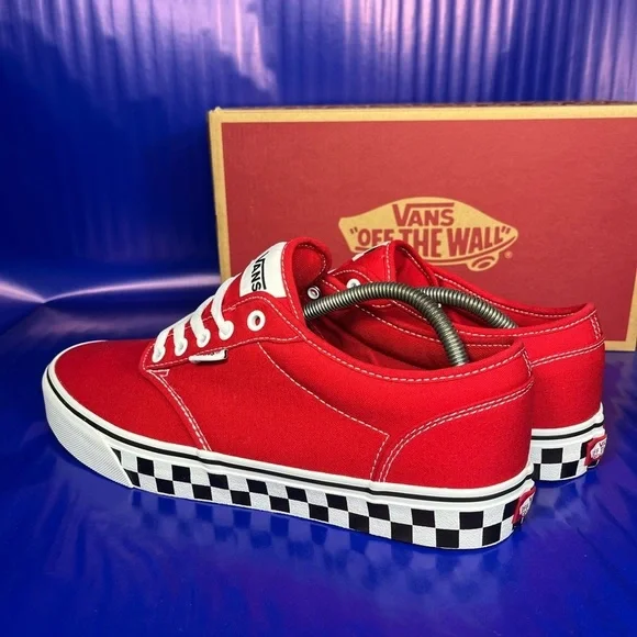 🆕 Vans Atwood Checker Sidewall Red Sneaker Men’s 13 Fast Shipping - Picture 3 of 6